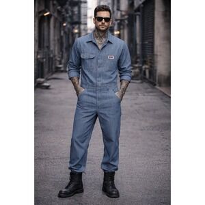 Vintage Big Mac Coveralls Men 36S Denim Herringbone Railroad Sanforized Jumpsuit